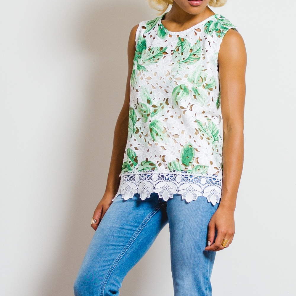 Leafy Lace Cutout Tank